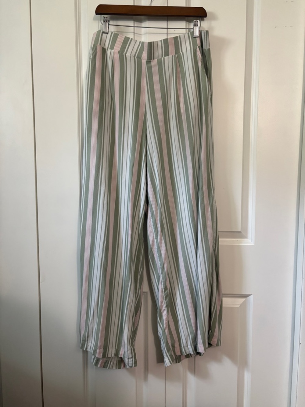 torrid Wide Leg Striped Pants in Sage, White & Blush